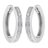 ESTATE .27CT DIAMOND 18KT WHITE GOLD 3D CLASSIC CHANNEL PRONG HUGGIE EARRINGS