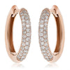 ESTATE .59CT DIAMOND 18KT ROSE GOLD 3D THREE ROW CLASSIC PAVE HUGGIE EARRINGS