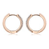 ESTATE .59CT DIAMOND 18KT ROSE GOLD 3D THREE ROW CLASSIC PAVE HUGGIE EARRINGS