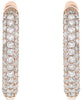 ESTATE .59CT DIAMOND 18KT ROSE GOLD 3D THREE ROW CLASSIC PAVE HUGGIE EARRINGS
