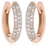 ESTATE .46CT DIAMOND 18KT ROSE GOLD 3D THREE ROW CLASSIC PAVE HUGGIE EARRINGS