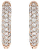 ESTATE .46CT DIAMOND 18KT ROSE GOLD 3D THREE ROW CLASSIC PAVE HUGGIE EARRINGS