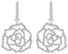 ESTATE 1.33CT DIAMOND 18KT WHITE GOLD 3D HANDCRAFTED FLOWER HANGING EARRINGS