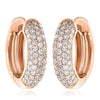 ESTATE WIDE .89CT DIAMOND 18KT ROSE GOLD MULTI ROW CLASSIC PAVE HUGGIE EARRINGS