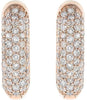 ESTATE WIDE .89CT DIAMOND 18KT ROSE GOLD MULTI ROW CLASSIC PAVE HUGGIE EARRINGS