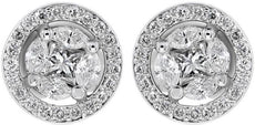.61CT DIAMOND 18KT WHITE GOLD 3D ROUND MARQUISE & PRINCESS CLUSTER STUD EARRINGS