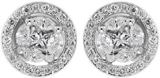 .61CT DIAMOND 18KT WHITE GOLD 3D ROUND MARQUISE & PRINCESS CLUSTER STUD EARRINGS
