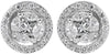 .61CT DIAMOND 18KT WHITE GOLD 3D ROUND MARQUISE & PRINCESS CLUSTER STUD EARRINGS