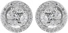 .61CT DIAMOND 18KT WHITE GOLD 3D ROUND MARQUISE & PRINCESS CLUSTER STUD EARRINGS