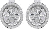 ESTATE 1.05CT DIAMOND 18K WHITE GOLD 3D ROUND CLUSTER HALO CLASSIC STUD EARRINGS