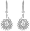 LARGE 1.80CT DIAMOND 18KT WHITE GOLD ROUND & PEAR SHAPE FLOWER HANGING EARRINGS