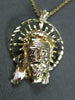 ESTATE LARGE 14KT YELLOW GOLD HANDCRAFTED DIAMOND CUT CHRIST HEAD PENDANT #24855