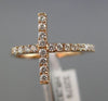 ESTATE .28CT ROUND DIAMOND 18KT ROSE GOLD 3D CLASSIC FAITH SIDEWAYS CROSS RING