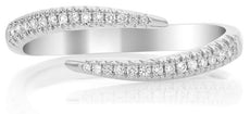 ESTATE .12CT DIAMOND 14KT WHITE GOLD THREE ROW TENSION CRISS CROSS FUN LOVE RING
