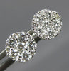 ESTATE LARGE .75CT ROUND DIAMOND 18KT WHITE GOLD CLASSIC FLOWER CLUSTER EARRINGS