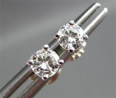 ESTATE .40CT DIAMOND 14K WHITE GOLD SOLITAIRE 4 PRONG CLASSIC EARRINGS 5mm 21023