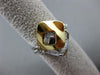 ESTATE WIDE .25CT DIAMOND 18KT WHITE & YELLOW 3D GOLD SQUARE FILIGREE FUN RING