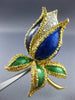 ANTIQUE LARGE .60CT DIAMOND AAA ENAMEL 18K TWO TONE GOLD FLOWER PIN BROOCH #1902