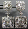 ESTATE LARGE 2.32CT DIAMOND 18KT WHITE GOLD 3D CLUSTER SQUARE HANGING EARRINGS