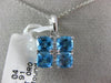 ESTATE LARGE 2.95CT DIAMOND & AAA BLUE TOPAZ 18KT WHITE GOLD 3D FILIGREE PENDANT