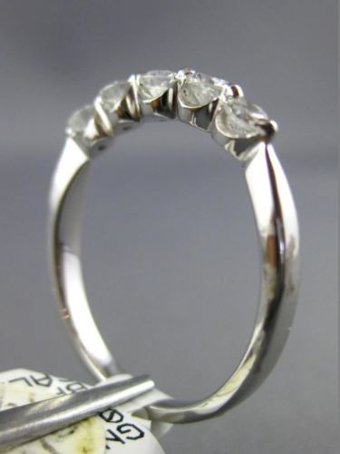 ESTATE .50CT DIAMOND 14KT WHITE GOLD 3D FIVE STONE SHARE PRONG ANNIVERSARY RING
