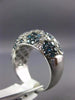 ESTATE WIDE 4.68CT WHITE & BLUE DIAMOND 14KT WHITE GOLD 3D MULTI ROW FLOWER RING