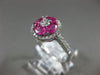 ESTATE 1.64CT DIAMOND & PINK SAPPHIRE 18KT WHITE GOLD FLOWER SOLITAIRE LOVE RING