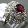 ESTATE LARGE 1.05CT DIAMOND AAA RUBY 18KT WHITE GOLD MULTI SWIRL ENGAGEMENT RING