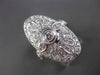 ANTIQUE LARGE 1.20CT DIAMOND 14KT WHITE GOLD 3D OVAL FILIGREE MILGRAIN RING