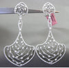 ESTATE EXTRA LARGE 3.10CT DIAMOND 14KT WHITE GOLD OPEN FILIGREE HANGING EARRINGS