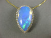 LARGE 7.87CT DIAMOND & AAA OPAL 14KT YELLOW GOLD 3D FILIGREE TEAR DROP PENDANT
