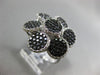 ESTATE WIDE 1.83CT WHITE BLACK DIAMOND 18K WHITE GOLD MULTI CIRCULAR FLOWER RING