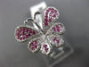 ESTATE WIDE .68CT DIAMOND & AAA PINK SAPPHIRE 18KT WHITE GOLD 3D BUTTERFLY RING