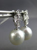 ESTATE LARGE .85CT DIAMOND & AAA SOUTH SEA PEARL 18K WHITE GOLD HANGING EARRINGS
