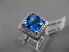 ESTATE LARGE 9.85CT DIAMOND & AAA BLUE TOPAZ 14KT WHITE GOLD 3D SQUARE HALO RING