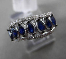 ESTATE WIDE 1.03CT DIAMOND & AAA SAPPHIRE 14KT WHITE GOLD 3D WAVE RING BEAUTIFUL