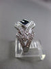 ESTATE WIDE 1.10CT DIAMOND SAPPHIRE 14K WHITE GOLD 3D OPEN FILIGREE PROMISE RING