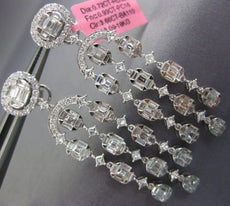 ESTATE LONG 5.31CT DIAMOND 18KT WHITE GOLD 3D CHANDELIER HANGING EARRINGS