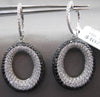 ESTATE LARGE 4.16CTW BLACK & WHITE DIAMOND 18KT WHITE GOLD OVAL HANGING EARRINGS