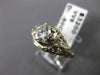 ANTIQUE WIDE .60CT DIAMOND 14K WHITE GOLD CLASSIC SOLITAIRE FILIGREE RING #23433