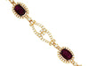 ESTATE WIDE 4.69CT DIAMOND AAA RUBY 14K YELLOW GOLD 3D LOVE KNOT TENNIS BRACELET