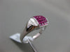 ESTATE WIDE 1.65CT DIAMOND & AAA RUBY 18KT WHITE GOLD SQUARE HALF MOON FUN RING