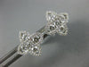 ESTATE .91CT DIAMOND 18KT WHITE GOLD 3D 4 LEAF CLOVER FLOWER STAR STUD EARRINGS