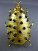 ESTATE LARGE .10CT AAA RUBY 18KT YELLOW GOLD HANDCRAFTED GLASS BEETLE BROOCH PIN