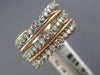 ESTATE WIDE .61CT ROUND DIAMOND 14KT ROSE GOLD 3D MULTI ROW ROPE LOVE RING