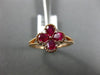 ESTATE .25CT DIAMOND & AAA RUBY 14KT ROSE GOLD 3D MILGRAIN CLOVER FLOWER RING