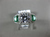 ESTATE 1.31CT DIAMOND & AAA SEMI MOON EMERALD 14KT WHITE GOLD 3D ENGAGEMENT RING