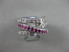 ESTATE WIDE 1.62CT DIAMOND & AAA RUBY 14KT WHITE GOLD 3D MULTI BAND X LOVE RING