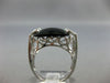 ESTATE WIDE .05CT DIAMOND & AAA EXTRA FACET ONYX 14KT WHITE GOLD HEART LOVE RING