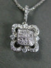 ESTATE .29CT DIAMOND 14KT WHITE GOLD 3D SQUARE HALO FLOWER FLOATING PENDANT